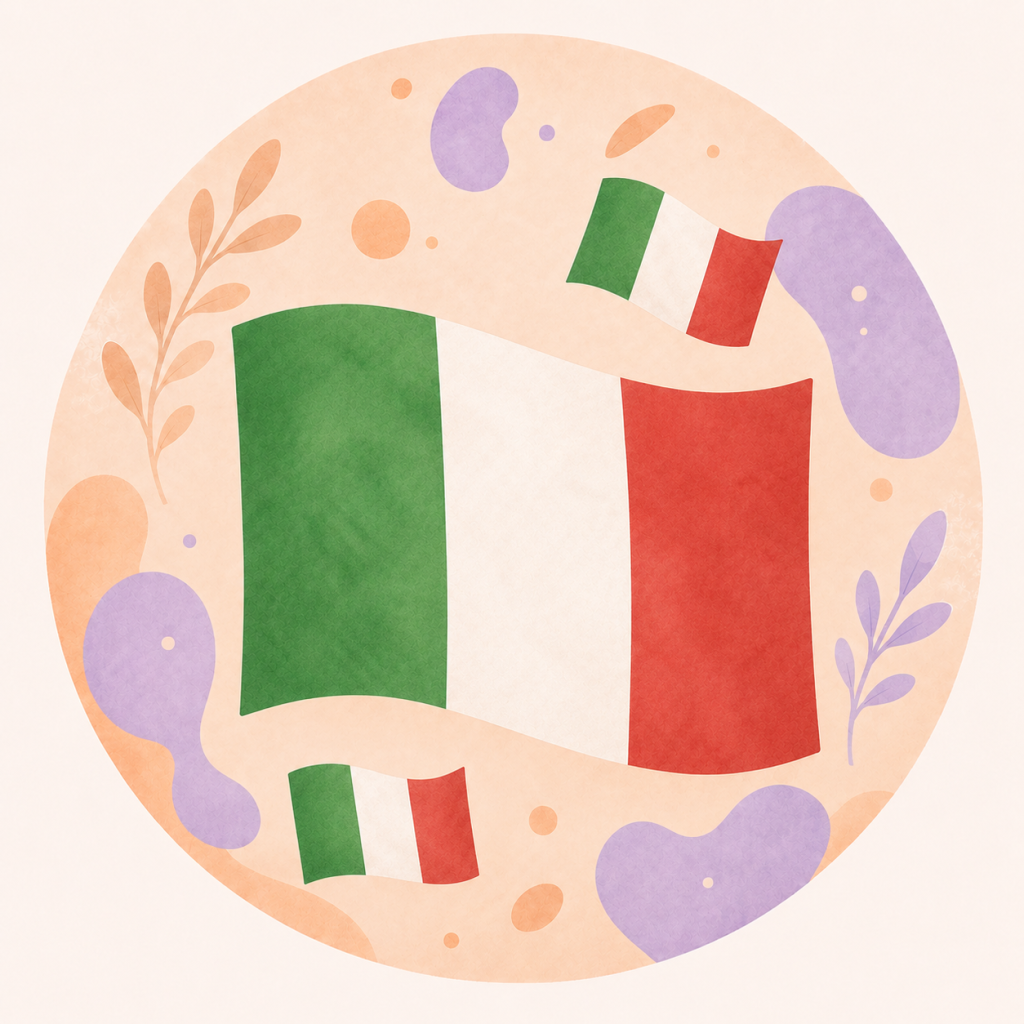 Illustration du drapeau italien pour une formation en italien professionnel éligible au CPF